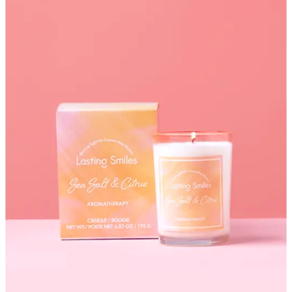 Lasting Smiles Sea salt and Citrus Aromatherapy Candle NEW